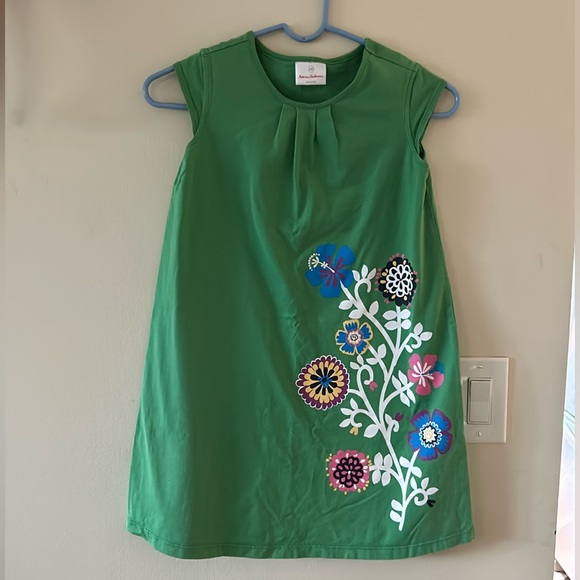 Hanna Andersson Other - Hanna Andersson-{Size 140(10}-Girls Short Sleeve Green Dress with Flowers